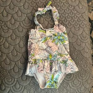 Janie and Jack ruffle floral bathing suit one piece. 12-18 m. Halter